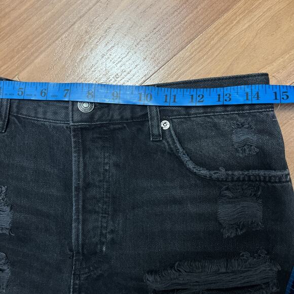 Free People We The Free Jeans Shorts Size 28 Raw Hem Button Fly Boho Black - Picture 8 of 12